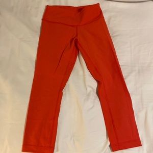 Salmon/Orange Lululemon Capri, Size 4
